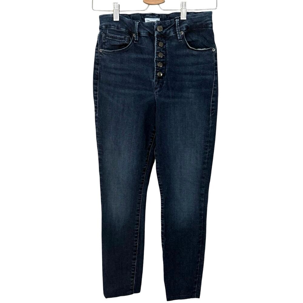 Good American Women's Dark Blue Button Up Skinny Jeans Size 6 / 28